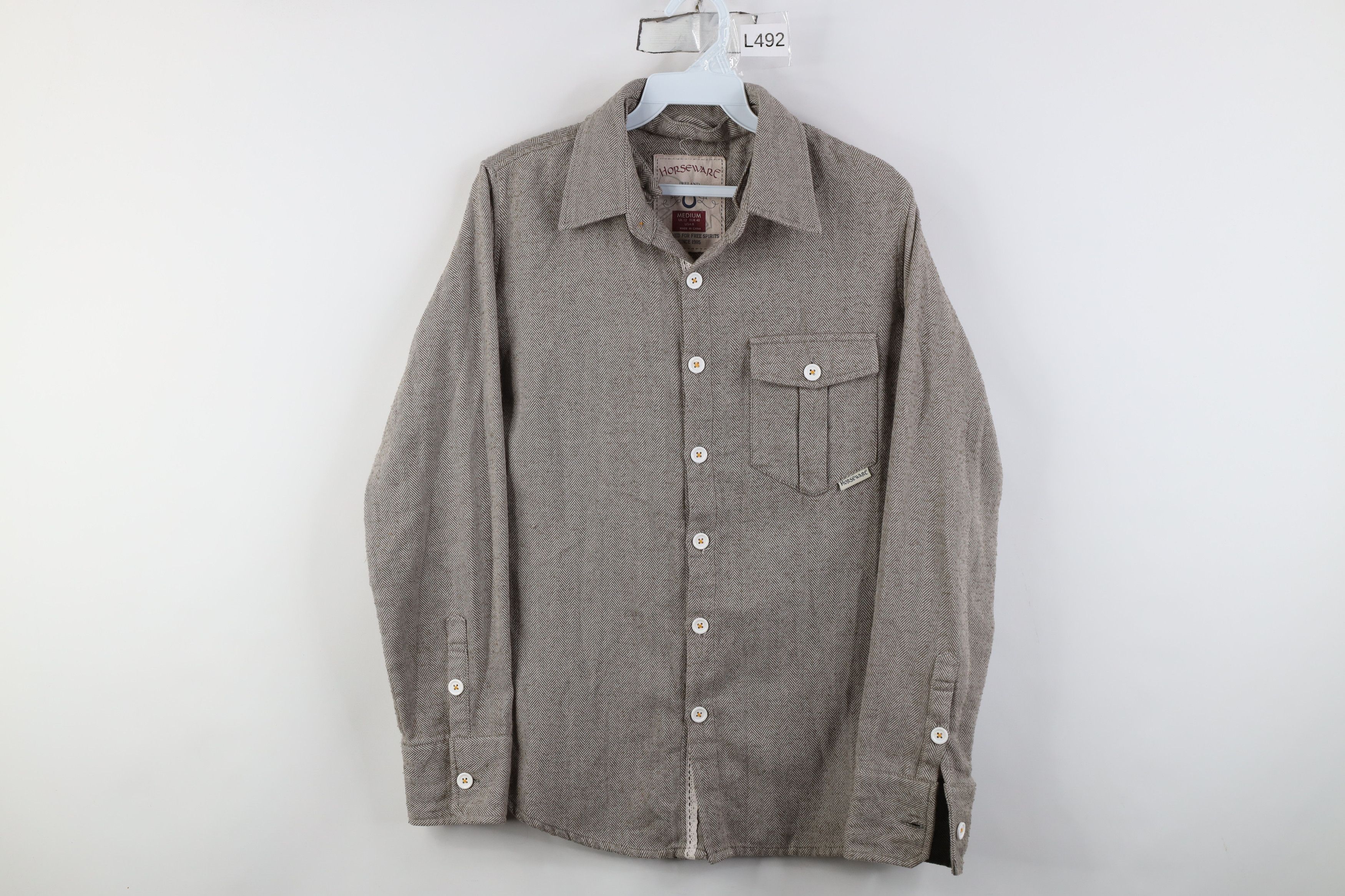 Vintage Vintage Horse Equestrian Herringbone Flannel Collared Shirt Size M / US 6-8 / IT 42-44 - 1 Thumbnail