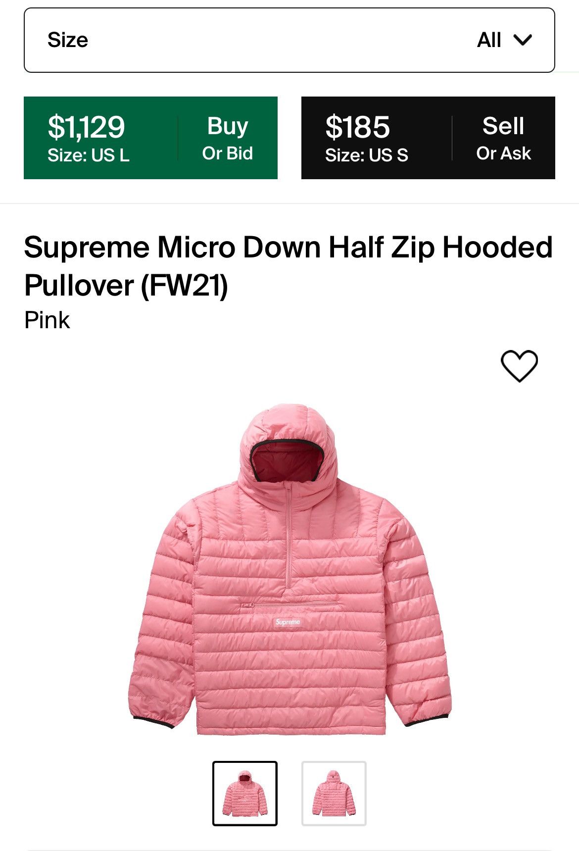 Supreme Supreme Micro Down Half Zip Hooded Pullover (FW21) | Grailed