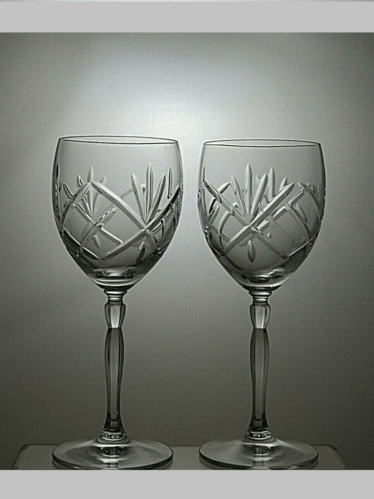 The Unbranded Brand Lead Crystal Cut Glass Set Of 2 Water Goblets 8" Size ONE SIZE - 1 Thumbnail