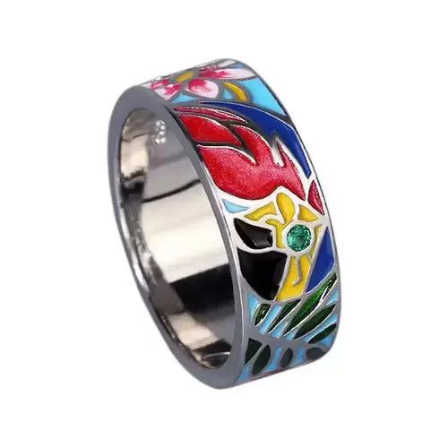 Japanese Brand × Jewelry × Vintage Creative Handmade Charming Flower Enamel Ring Size ONE SIZE - 1 Thumbnail
