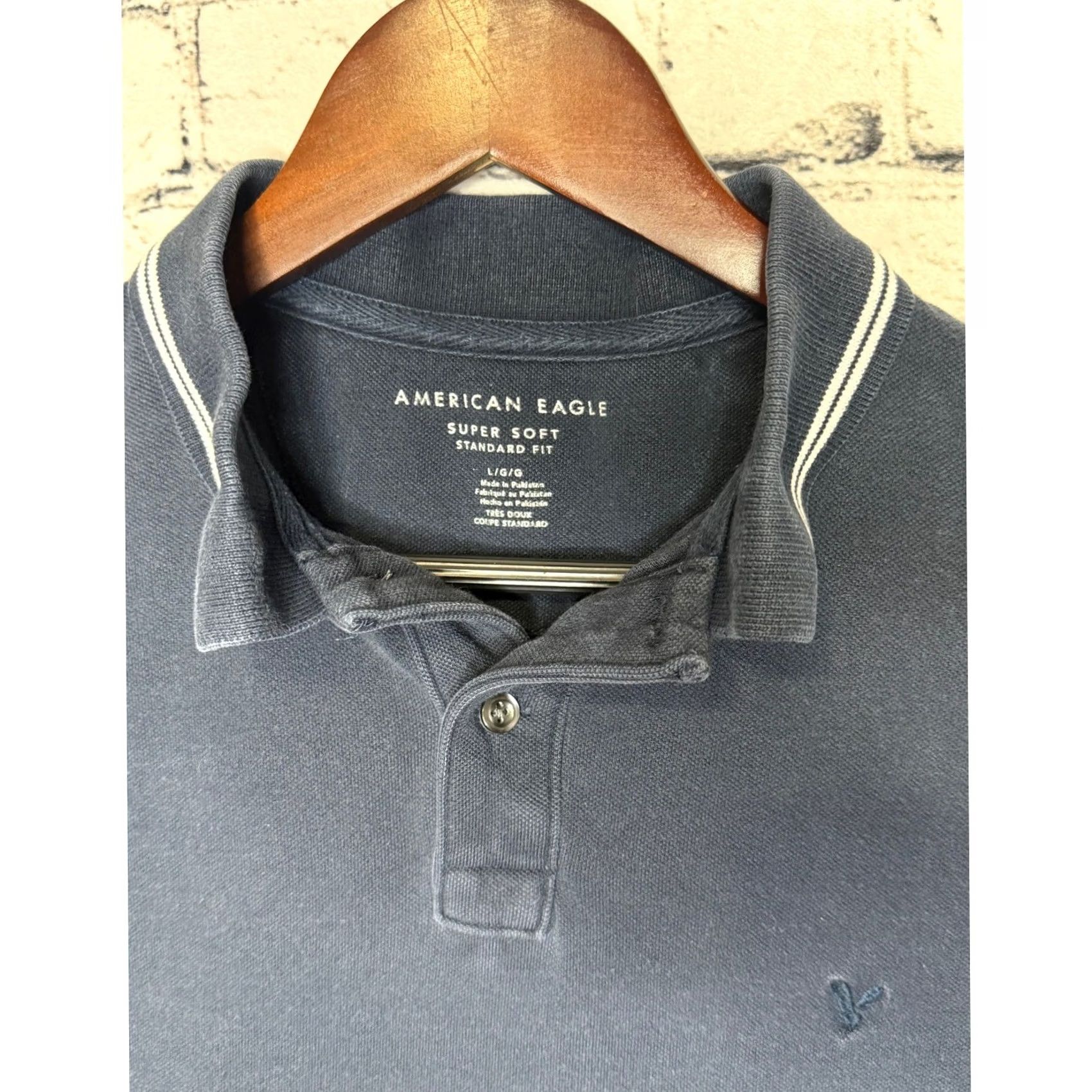 Vintage American Eagle Polo Shirt Men Navy Blue Short Sleeve Regular Fit Size L Size US L / EU 52-54 / 3 - 3 Thumbnail