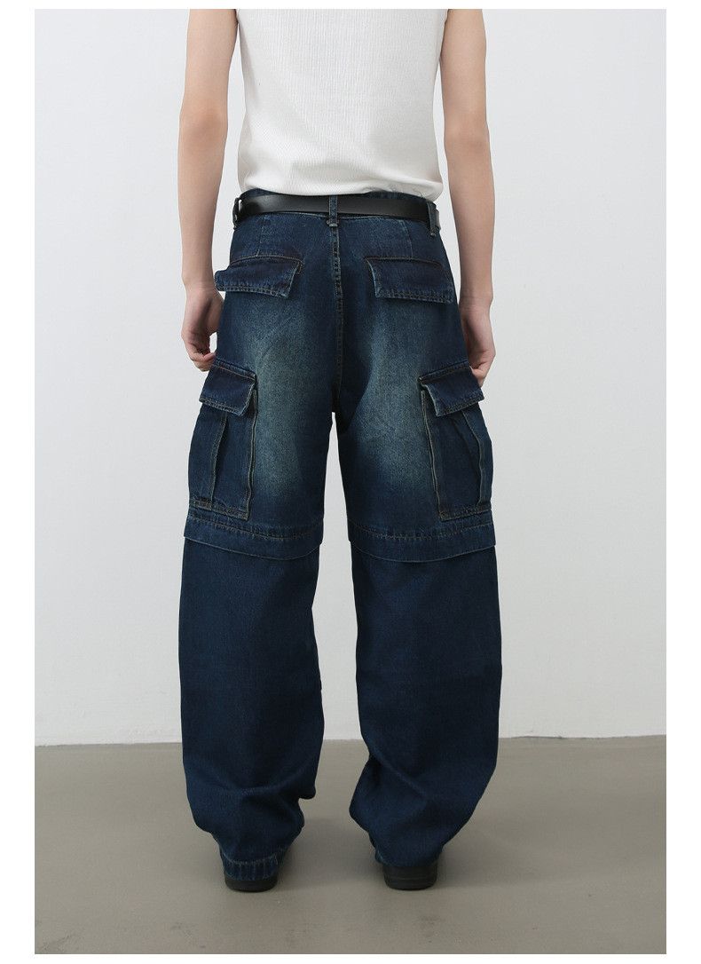 Japanese Brand American washed patchwork multi-pocket curved jeans for men Size US 32 / EU 48 - 5 Thumbnail