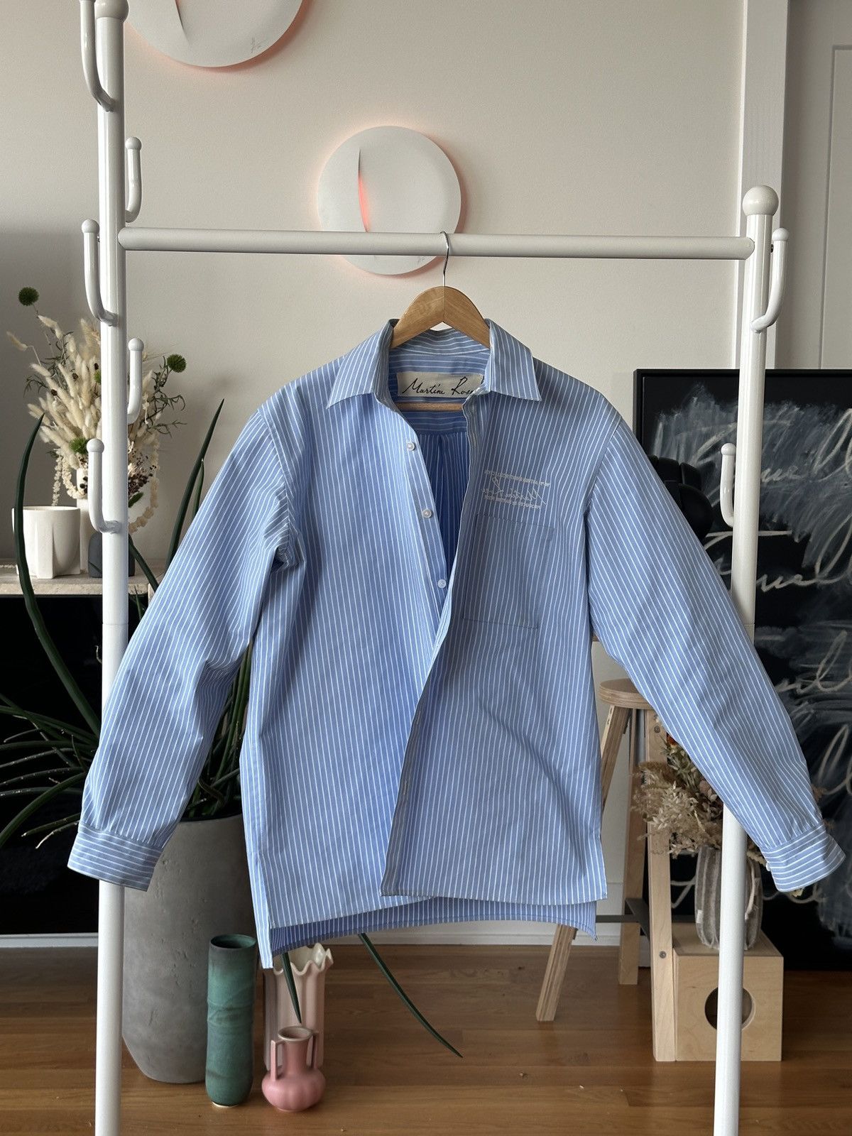 Martine Rose MARTINE ROSE OVERSIZED BONDED SHIRT BLUE STRIPE | Grailed