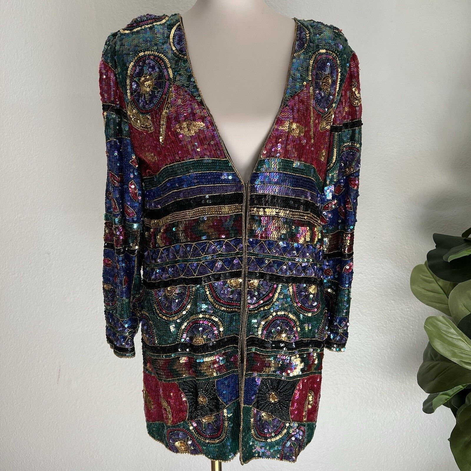 Other 100% Silk Vintage Jean for Joseph Le Bon (M) Sequin Jacket Size M / US 6-8 / IT 42-44 - 2 Thumbnail