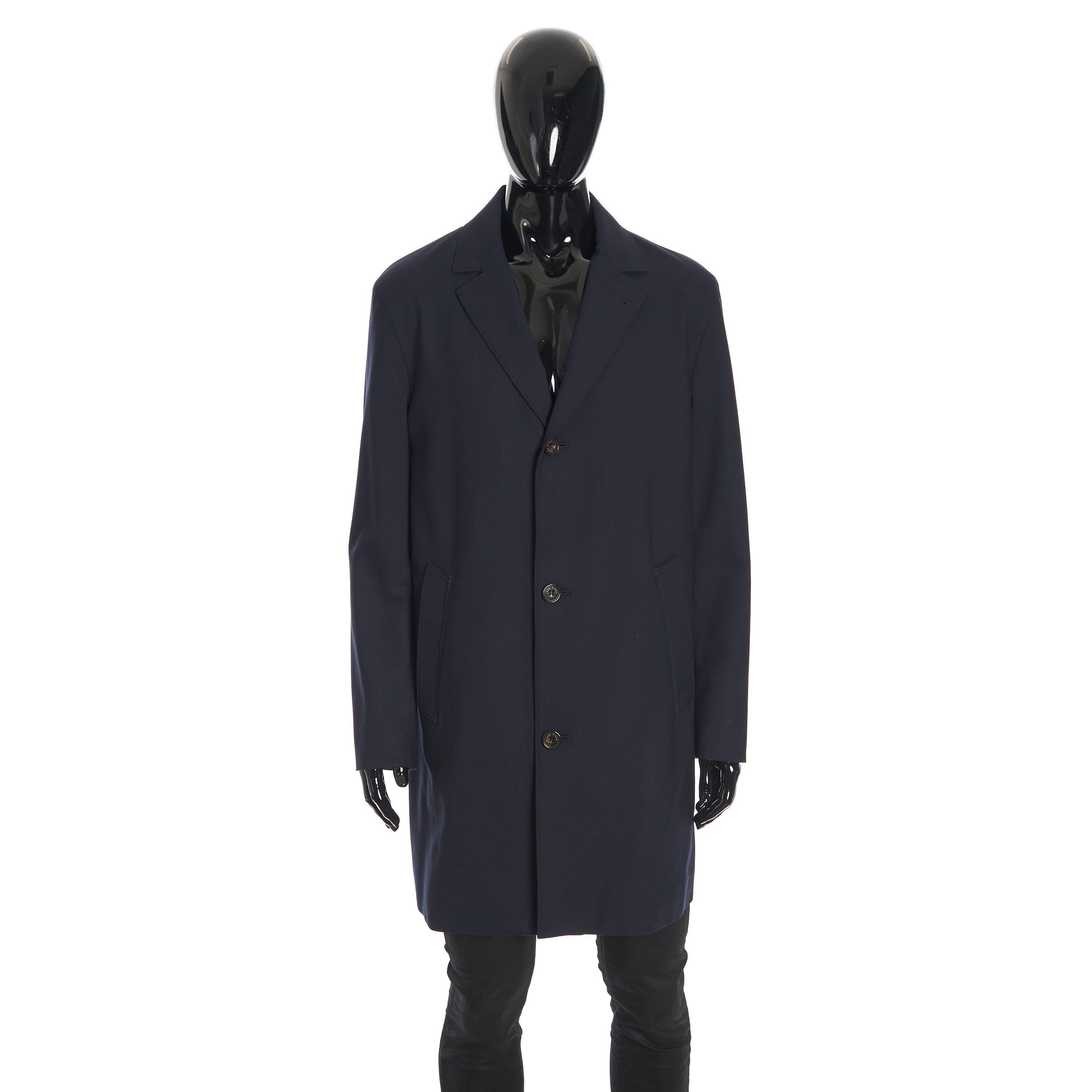 image of Loro Piana Wallaston Coat In Navy Blue Stretch Wool, Men's (Size Small)