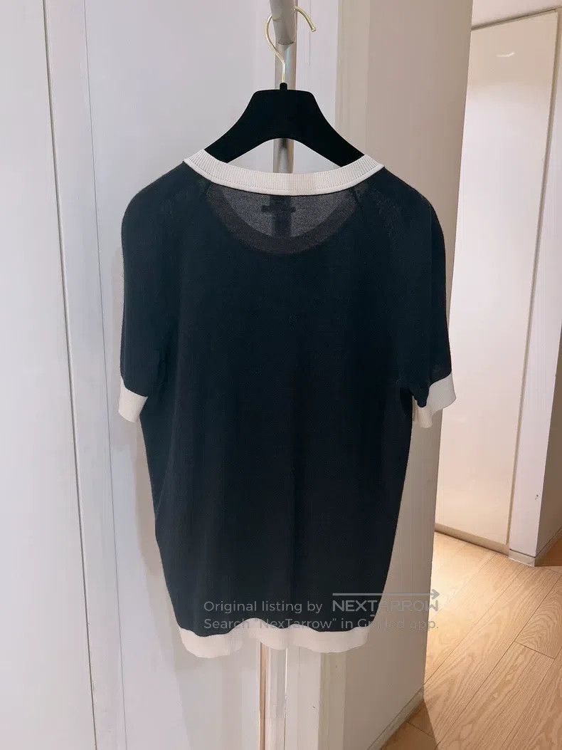 Hermes Hermes Black and White Monogram Heart Saddle Knit Short Sl Size XS / US 0-2 / IT 36-38 - 2 Thumbnail