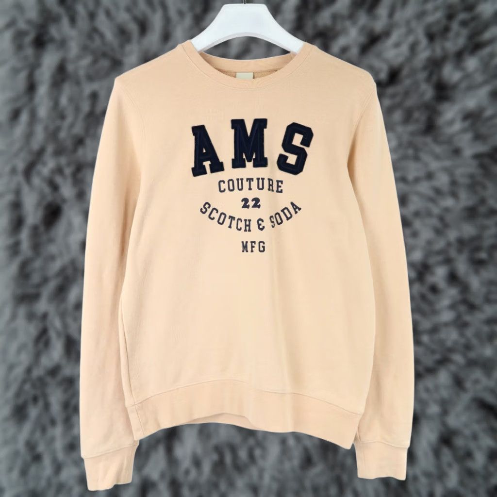 Scotch & Soda SCOTCH & SODA Sweatshirt Mens MEDIUM Beige Logo Crew Neck Pullover Size US M / EU 48-50 / 2 - 1 Thumbnail