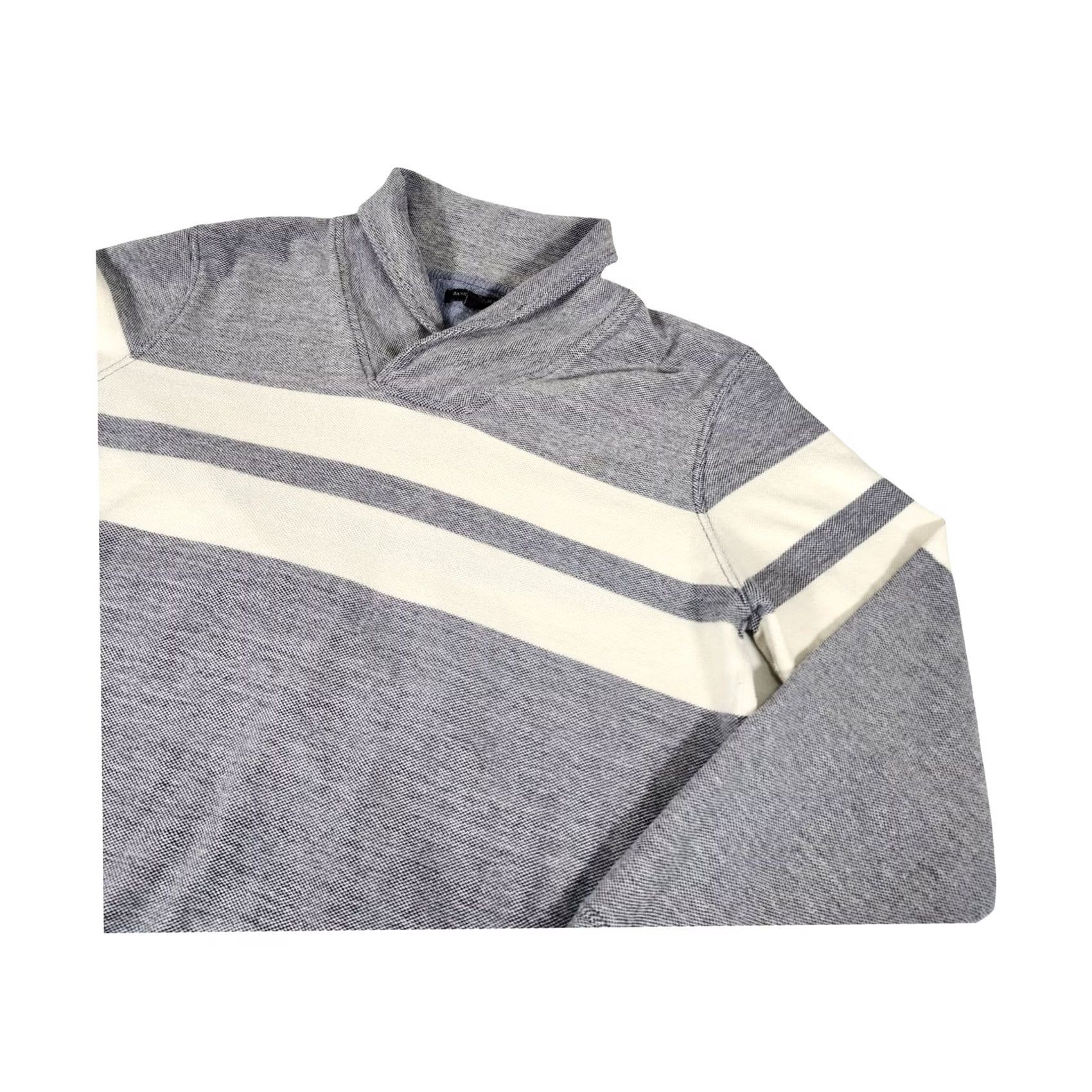 Banana Republic Banana Republic Mens Shawl Collar Striped Heathered Gray Pullover Sweatshirt L Size US L / EU 52-54 / 3 - 3 Thumbnail