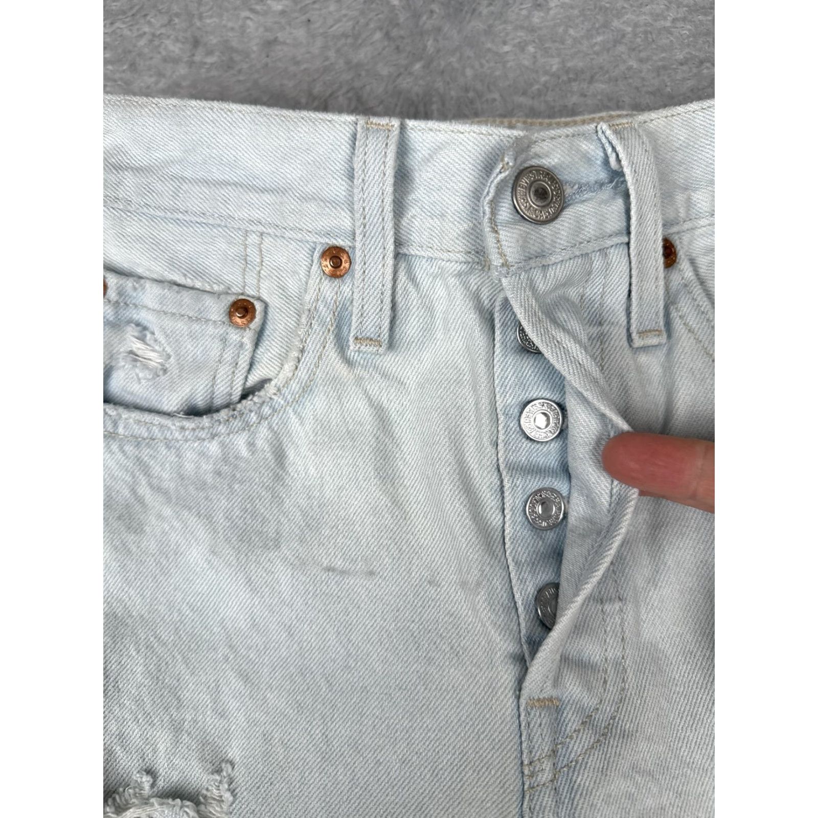 Levi's Levi's Jeans Womens 24x28 501 Skinny Distressed High Rise Button Fly Blue Vintage No N/A Size 42" / US 20 - 5 Thumbnail