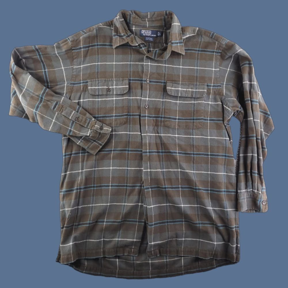 Polo Ralph Lauren VINTAGE Polo Ralph Lauren Shirt Mens Large Brown Flannel Overshirt Size US L / EU 52-54 / 3 - 1 Thumbnail