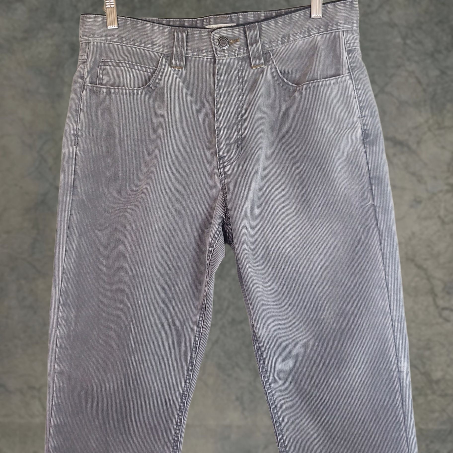 Carbon2Cobalt Carbon 2 Cobalt Pants Mens 33x33 Gray Corduroy Chino Flat Front Regular Fit Belt Loops Slash Pockets Logo Zipper Button Casual Polyester Cotton Size US 33 - 1 Thumbnail