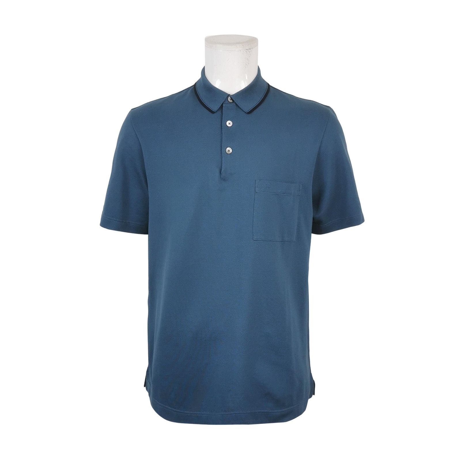 Hermes Hermes Blue Piqué Cotton Polo Shirt XL Size US XL / EU 56 / 4 - 1 Thumbnail