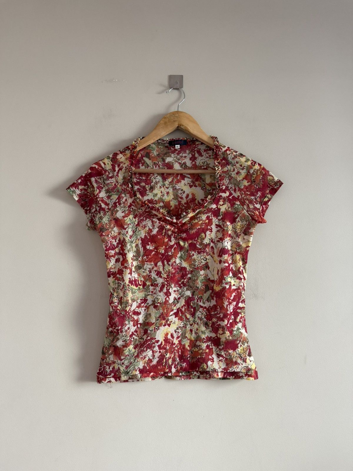 Kenzo Kenzo Floral Sheer Ruffle Top Size XL / US 12-14 / IT 48-50 - 1 Thumbnail