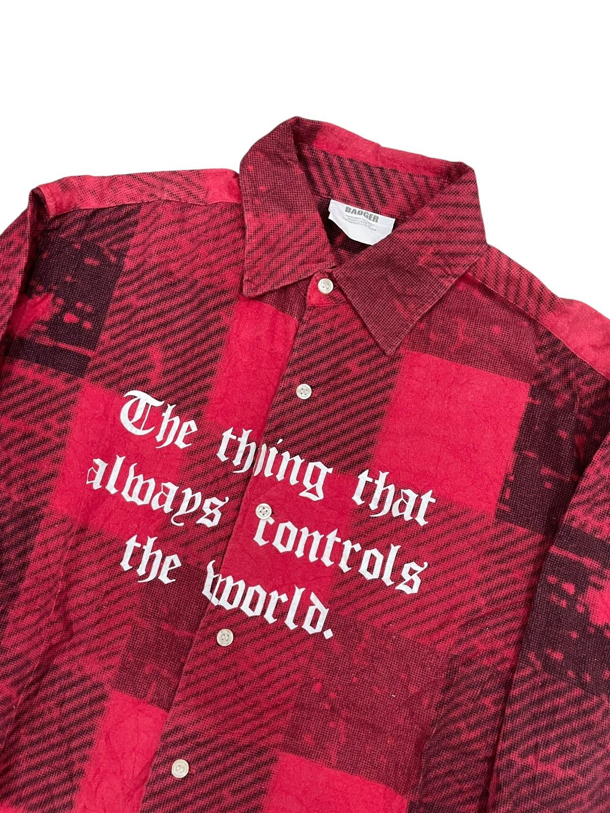 Japanese Brand 2000s Badger - Y2K Poem Bloody Red Shirt ifsixwasnine Lgb Size US M / EU 48-50 / 2 - 2 Thumbnail