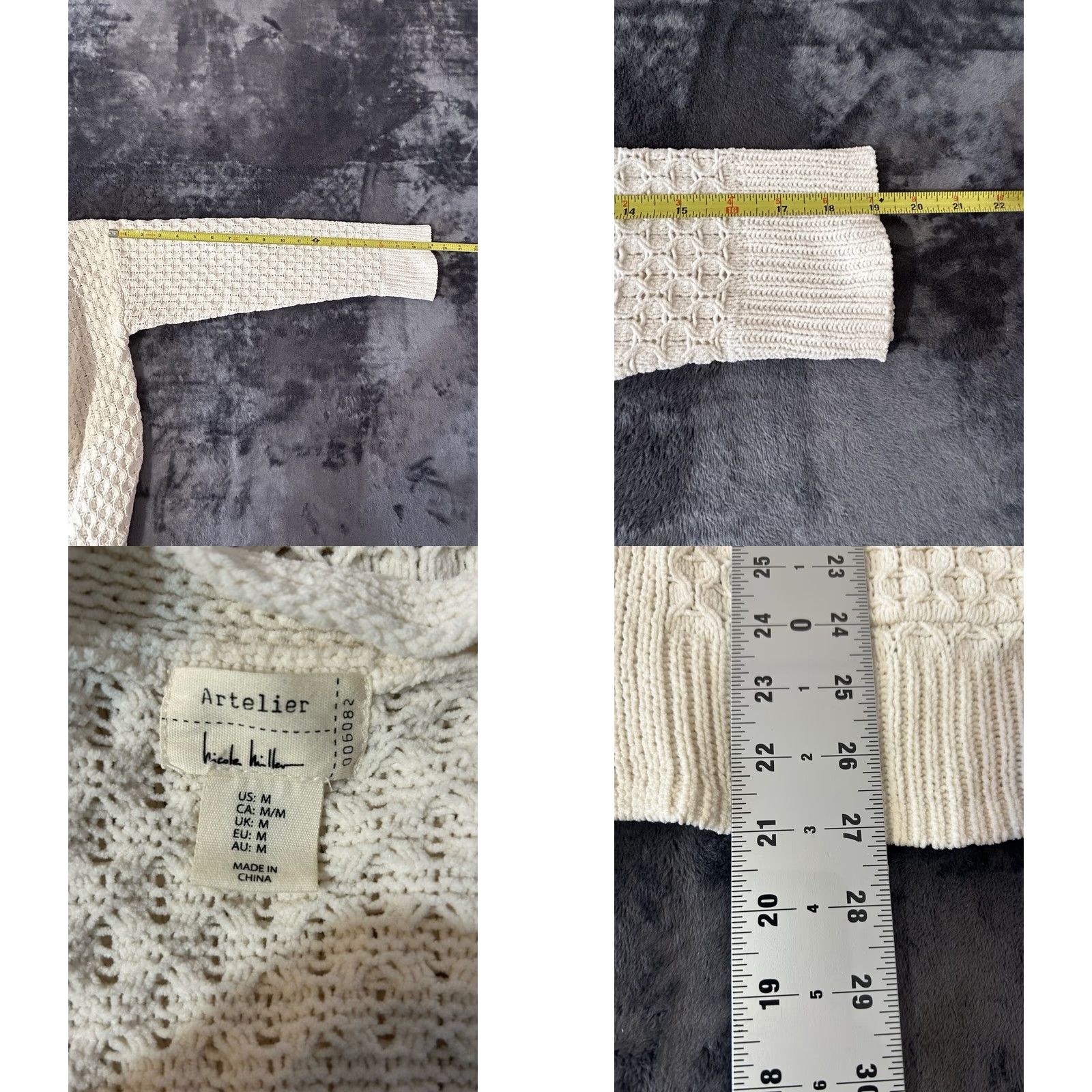 Nicole Miller Nicole Miller Open Front Cardigan Women M Cream Pockets Knit Wool Blend Cardigan, Solid, Long Sleeve, Open Front, Vintage? No Size M / US 6-8 / IT 42-44 - 9 Thumbnail