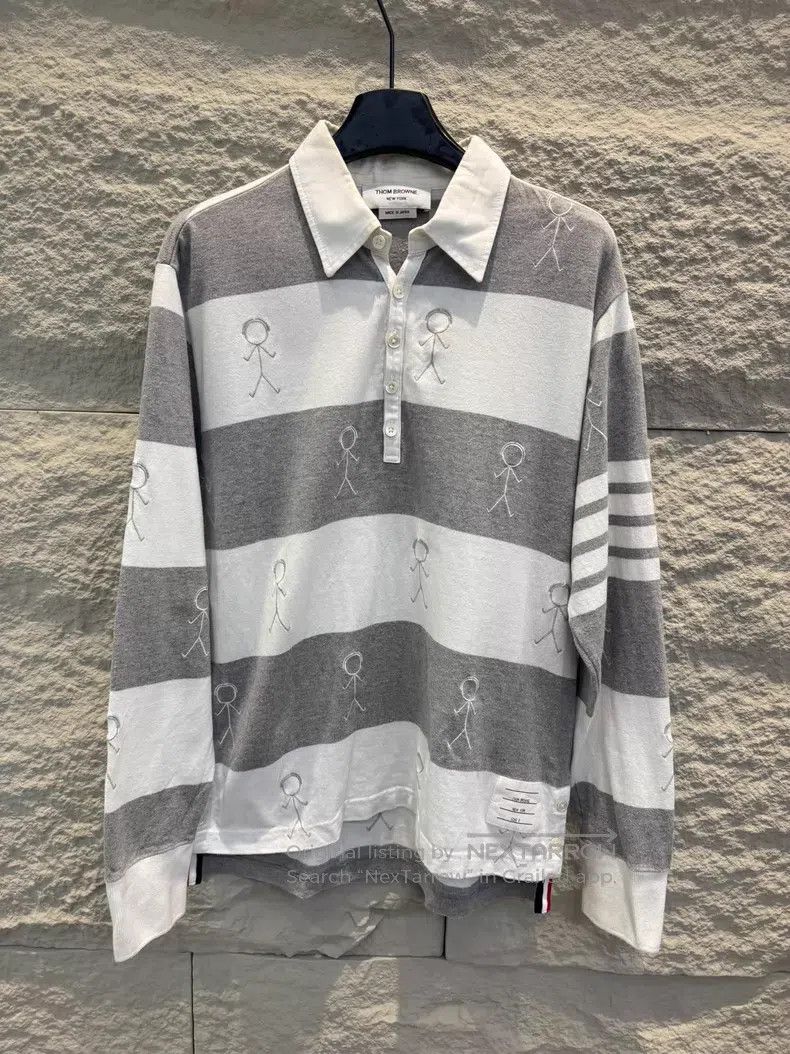 Thom Browne Thom Browne Long-sleeve Polo Shirt in Grey Size US XS / EU 42 / 0 - 1 Thumbnail