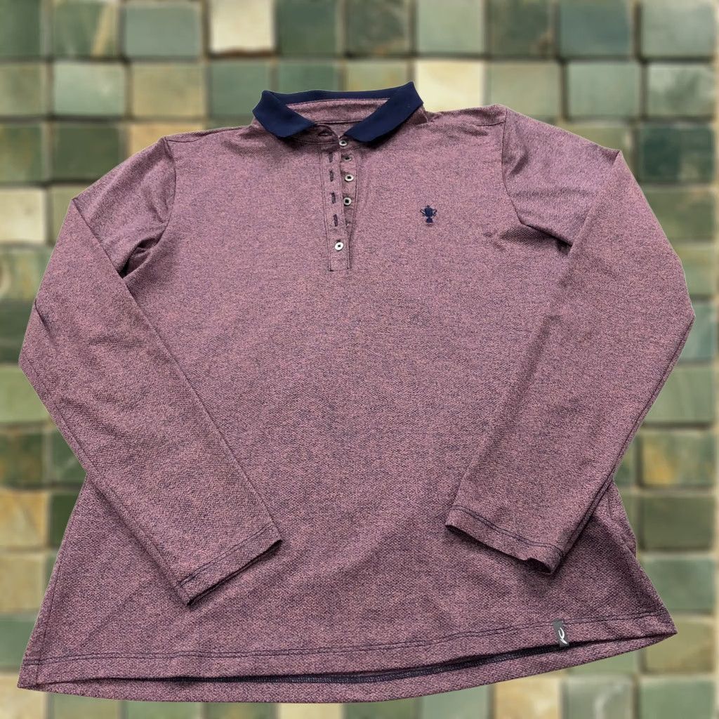 KJUS KJUS Polo Long Sleeve Pullover Button Top Pink Blue Womens L UPF 30 40 Knit Polyester Spandex Casual Shirt Size L / US 10 / IT 46 - 1 Thumbnail
