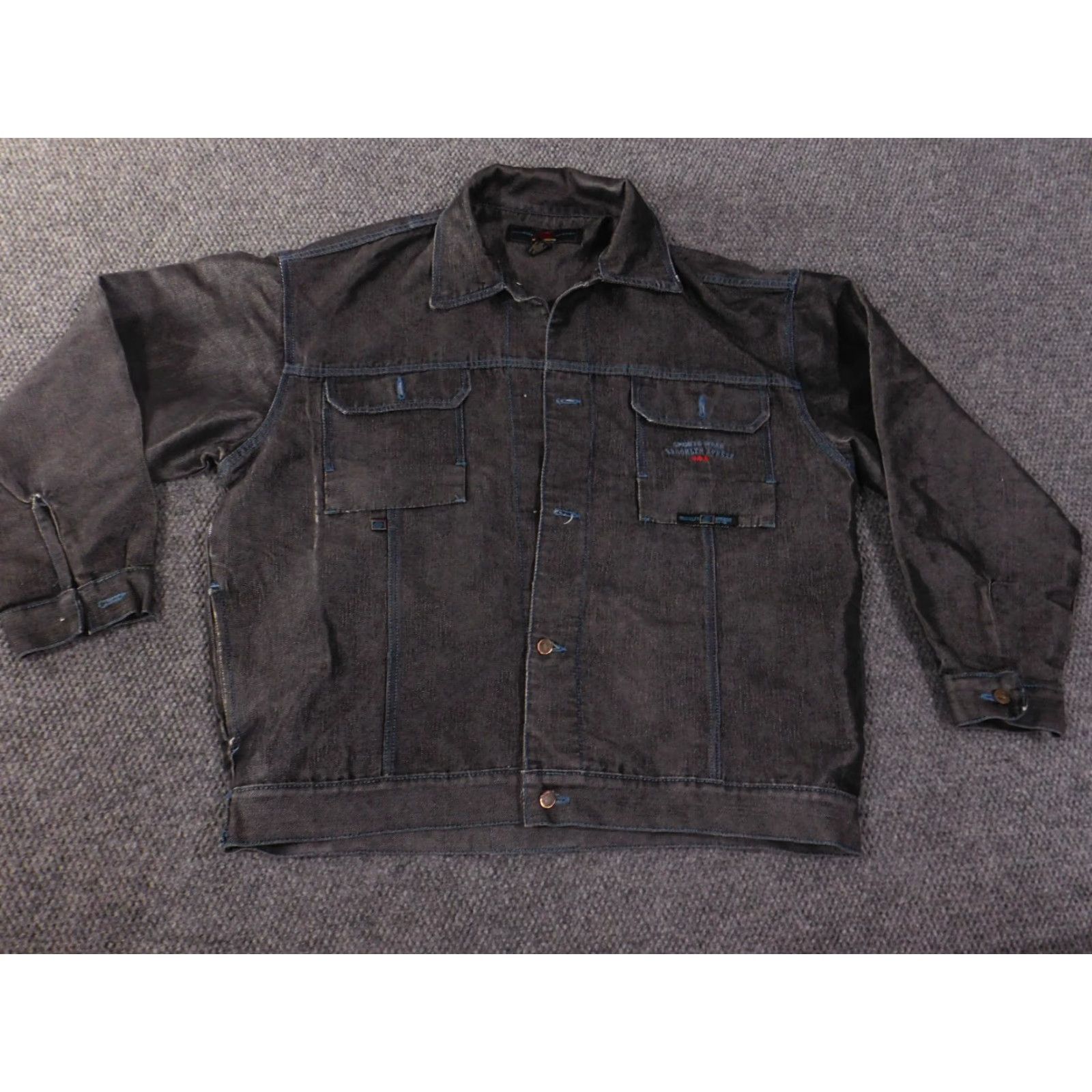 Express BROOKLYN XPRESS Jacket Mens 2XL Bomber Denim Black Vintage Army Casual Pockets Classic Cotton Lining Mid-Length Representation: Atom Size US XXL / EU 58 / 5 - 2 Thumbnail