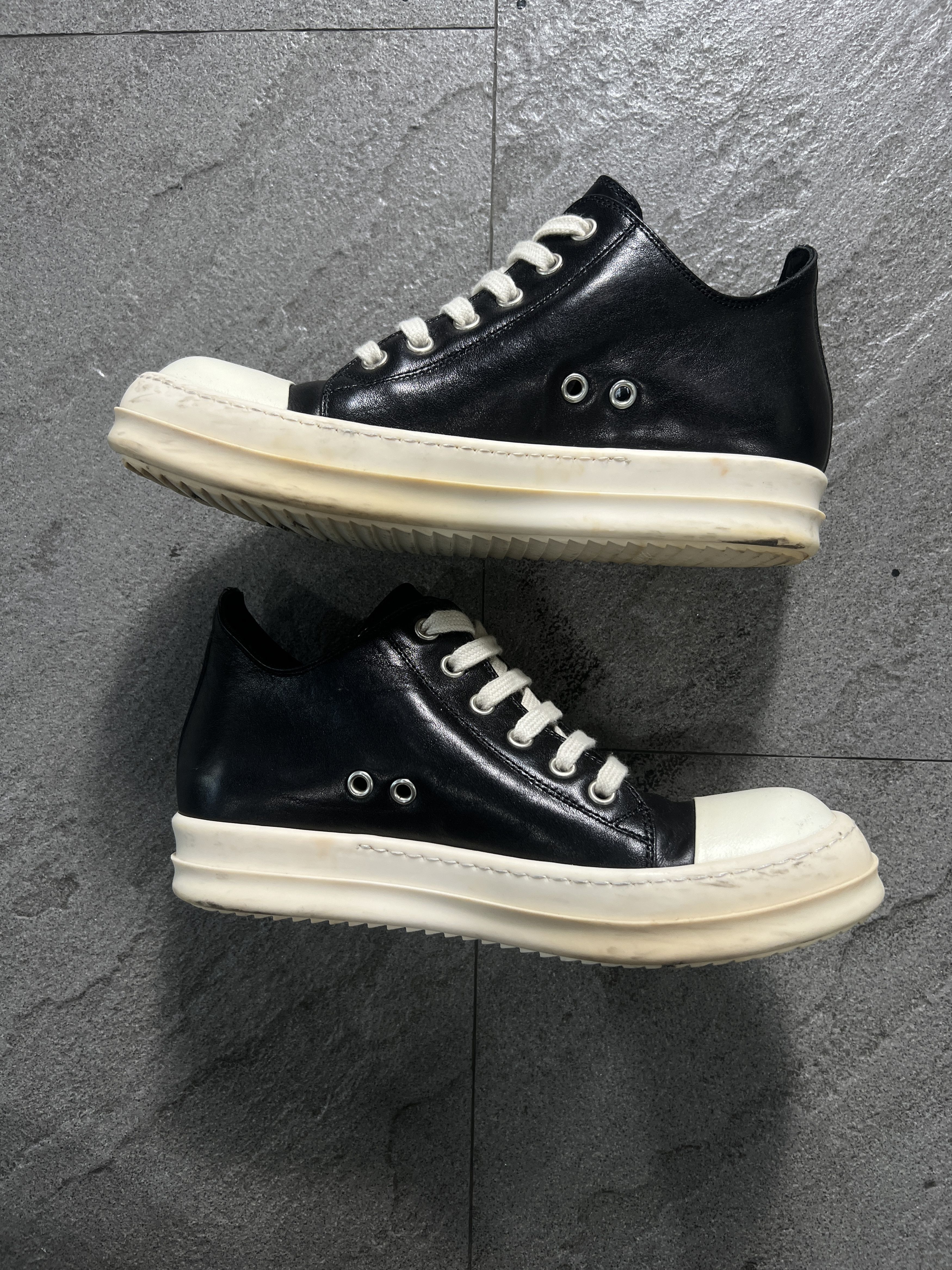 Rick Owens Ramones Low Black Leather Sneakers EU37