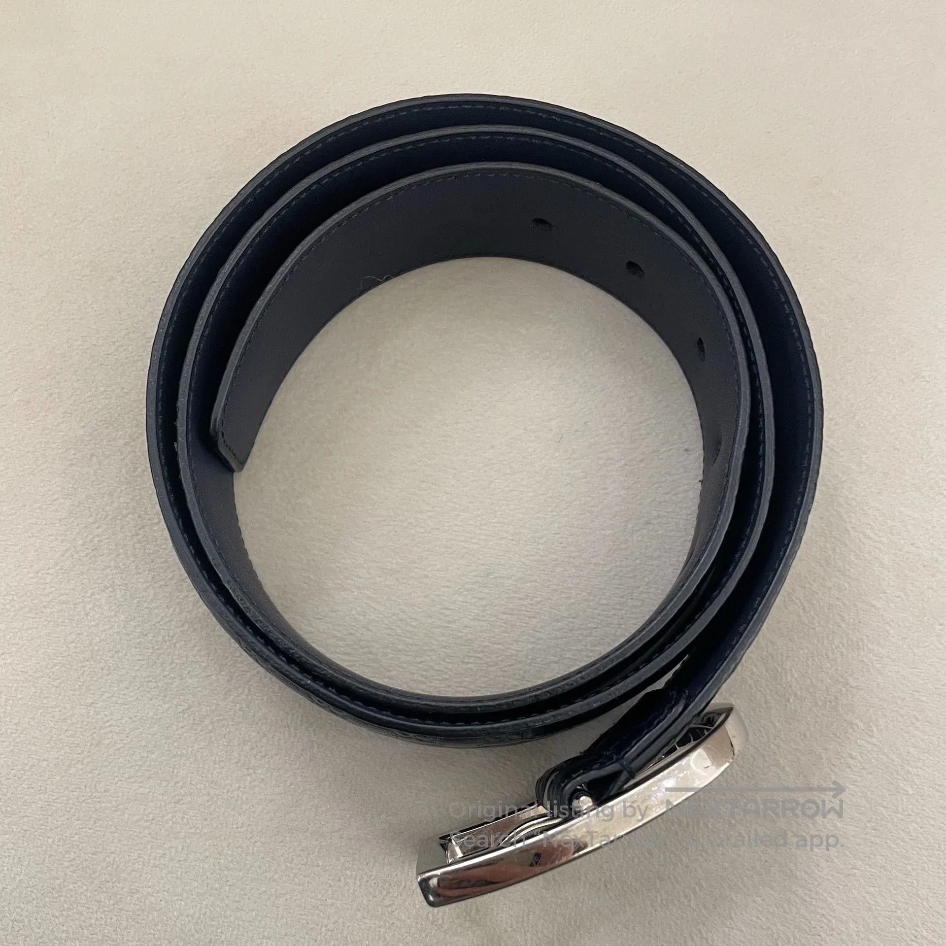 Gucci Gucci Blue Monogram Embossed Silver Buckle Belt. Size ONE SIZE - 5 Thumbnail