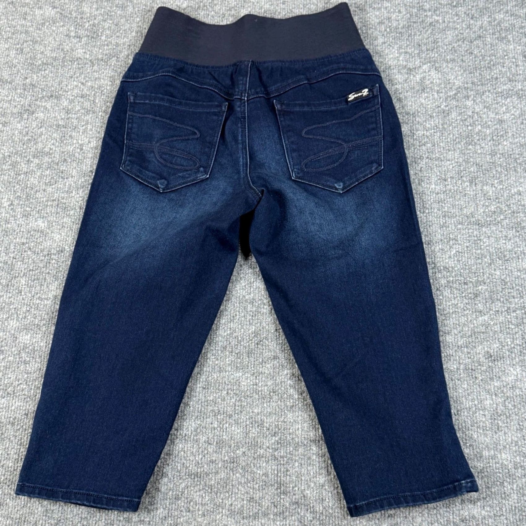 Vintage Seven7 Size 4 Dark Wash Pull On Ultra High Rise Skimmer Capri Denim Crop Pants Jeans Size 27" / US 4 / IT 40 - 3 Thumbnail