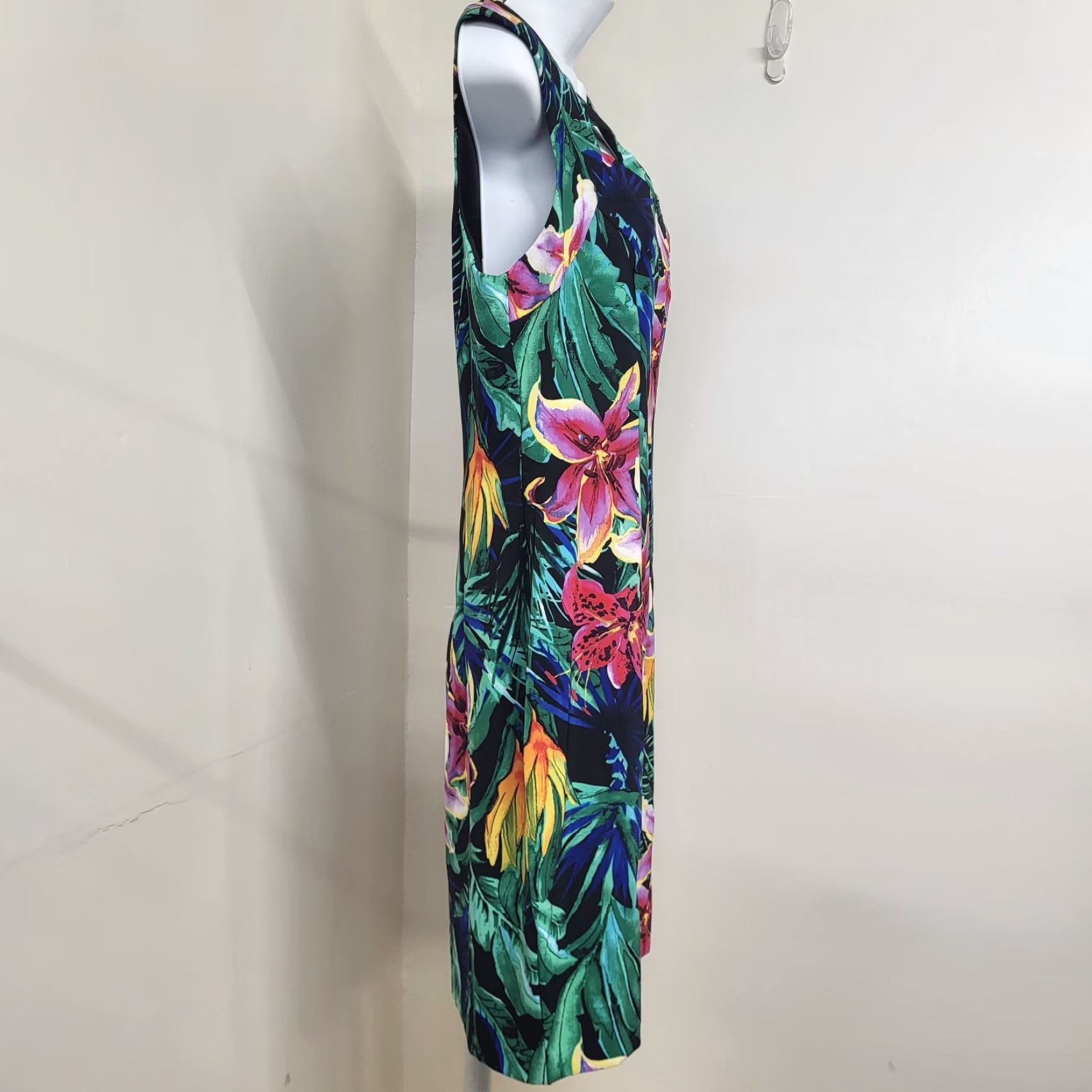 Vintage Connected Dress Womens Size 12 Black Tropical Floral Cruise Travel Brunch Size XL / US 12-14 / IT 48-50 - 3 Thumbnail