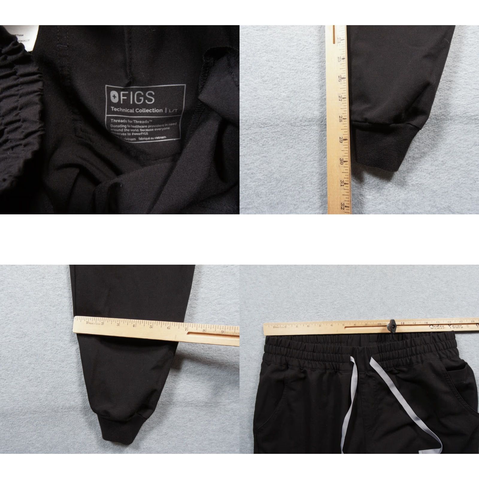 Vintage FIGS Pants Mens Large Black Cargo Scrub Technical Nurse Workwear Stretch Adult Size US 33 - 8 Thumbnail