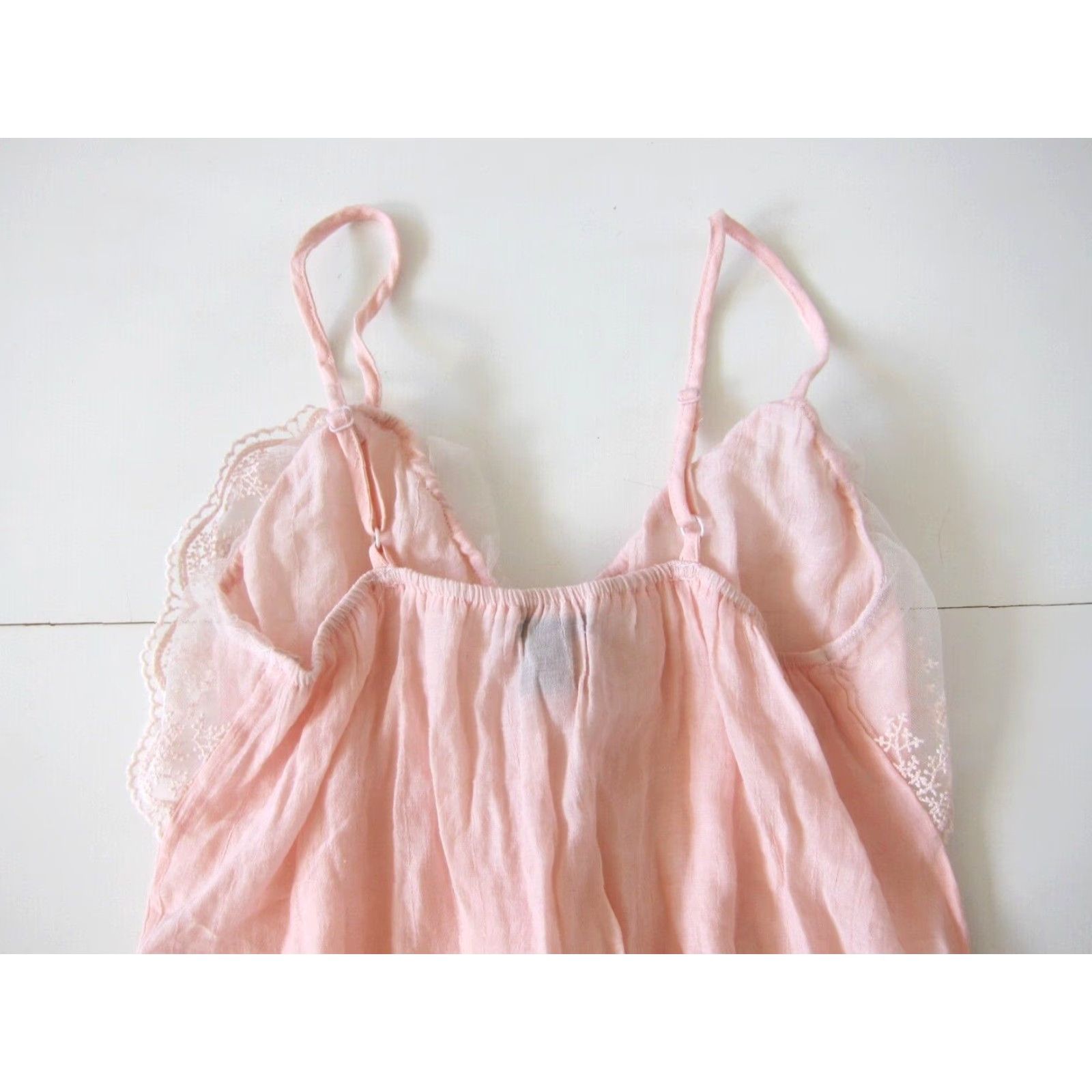 Vintage Poetry Tank Women M Light Pink Lace Spaghetti Strap Rayon Blouse Top Womens Size M / US 6-8 / IT 42-44 - 6 Thumbnail