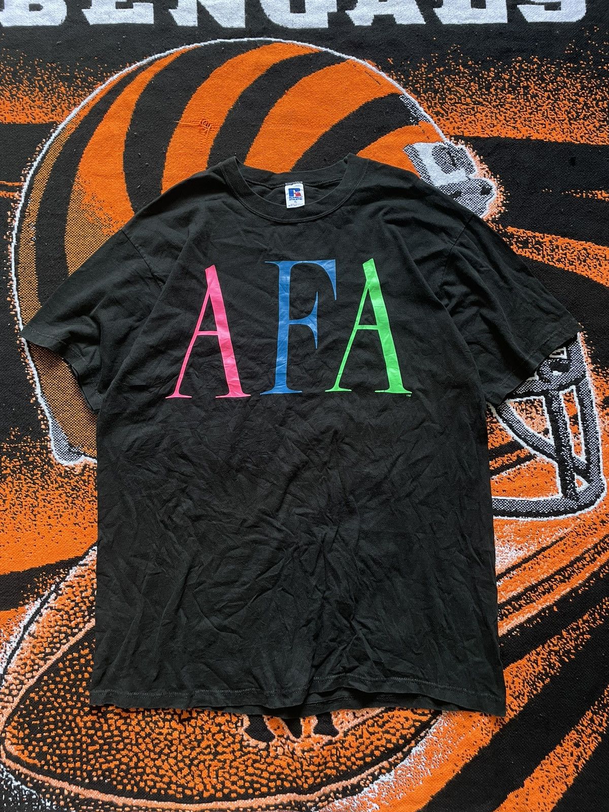Russell Athletic × Vintage Vintage Russell Athletic AFA Black T-shirt 90s Size US XL / EU 56 / 4 - 1 Thumbnail