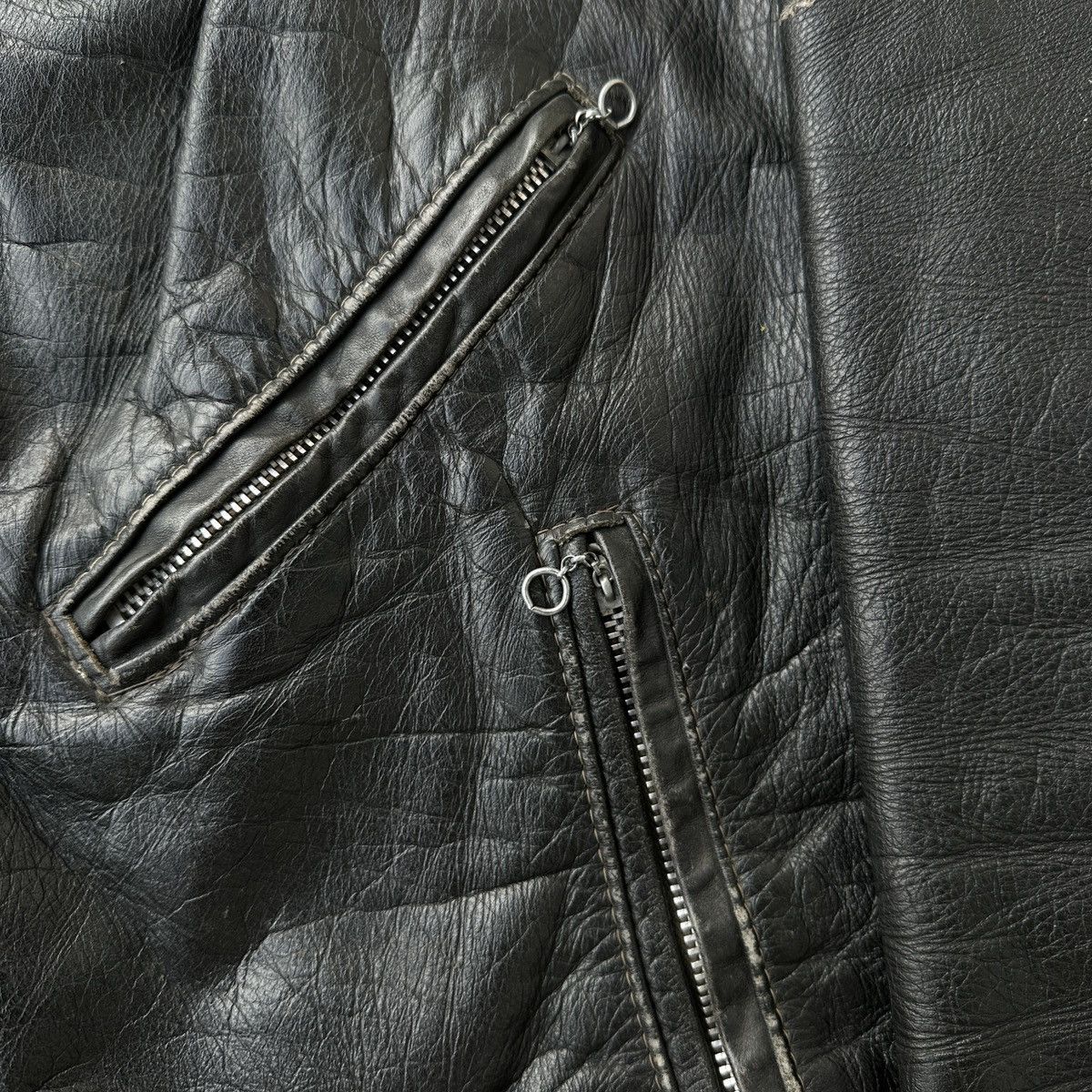 Leather Trashed 80s Moto Biker Rider jacket Vanson ERD Perfecto Size US L / EU 52-54 / 3 - 10 Thumbnail