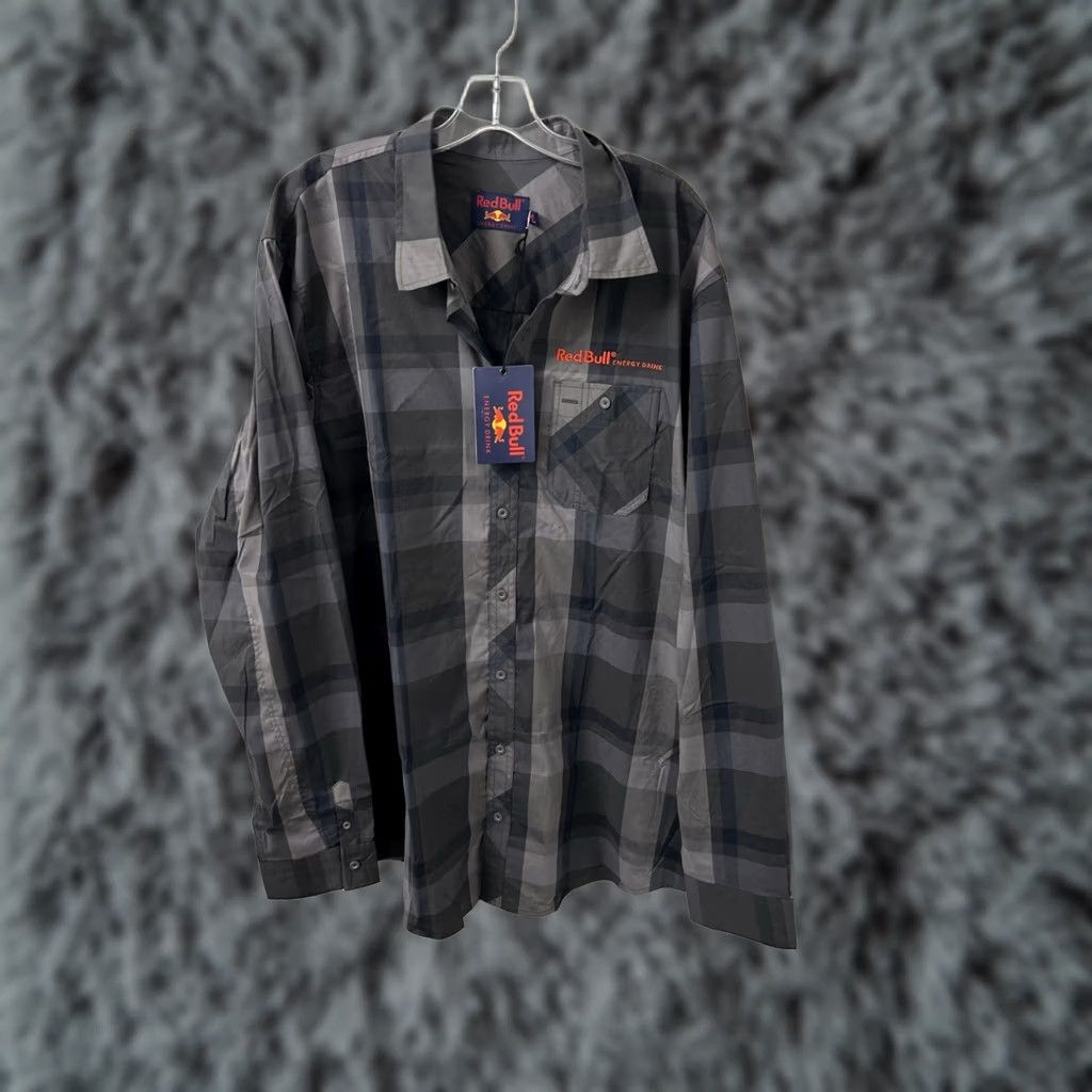 Vintage Red Bull Shirt Mens 2XL Gray Plaid Button-Down Long Sleeve NWT Size US XXL / EU 58 / 5 - 1 Thumbnail