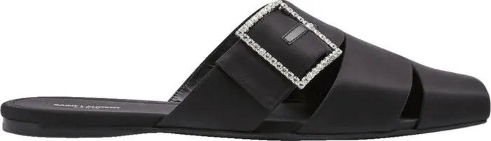 Saint Laurent Paris o1bcso1str0125 Jacques Flat Mules In Crepe Satin in Black Size US 6 / EU 39 - 4 Thumbnail