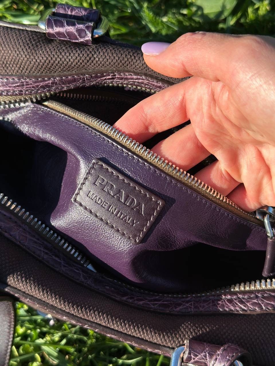 Prada Rare Bag - Prada Bowling crocodile Handbag Purple - Vintage Size ONE SIZE - 12 Thumbnail