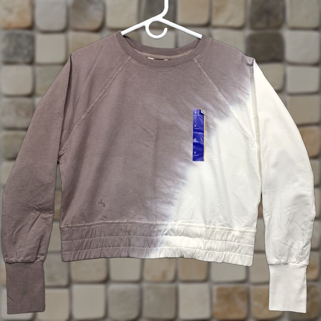 Vintage Joy Lab Cropped Sweatshirt Women's Mocha & Cream Size S Thumb Holes NWT NWT Size S / US 4 / IT 40 - 1 Thumbnail
