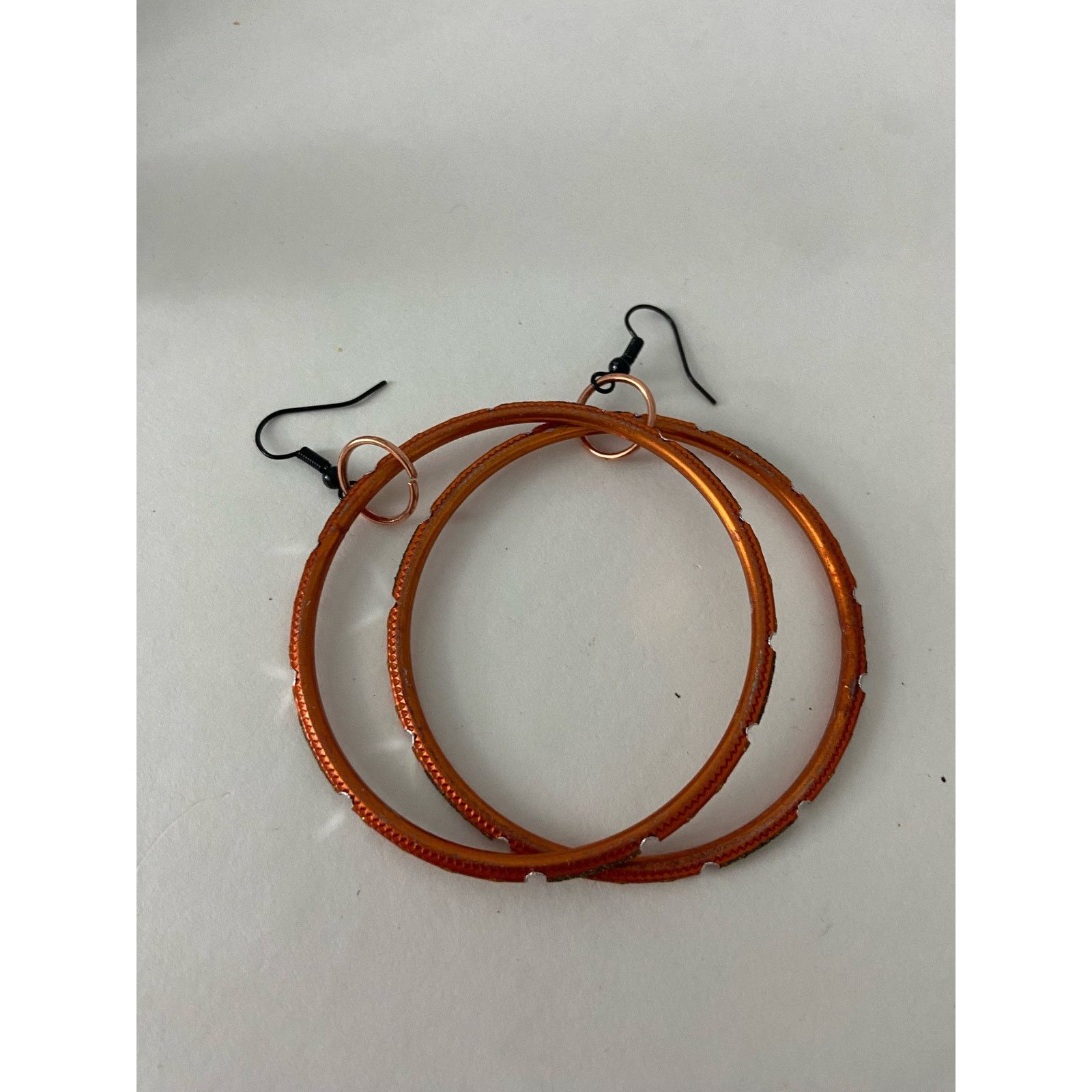 Handmade skinny orange hoop earrings Size ONE SIZE - 3 Thumbnail