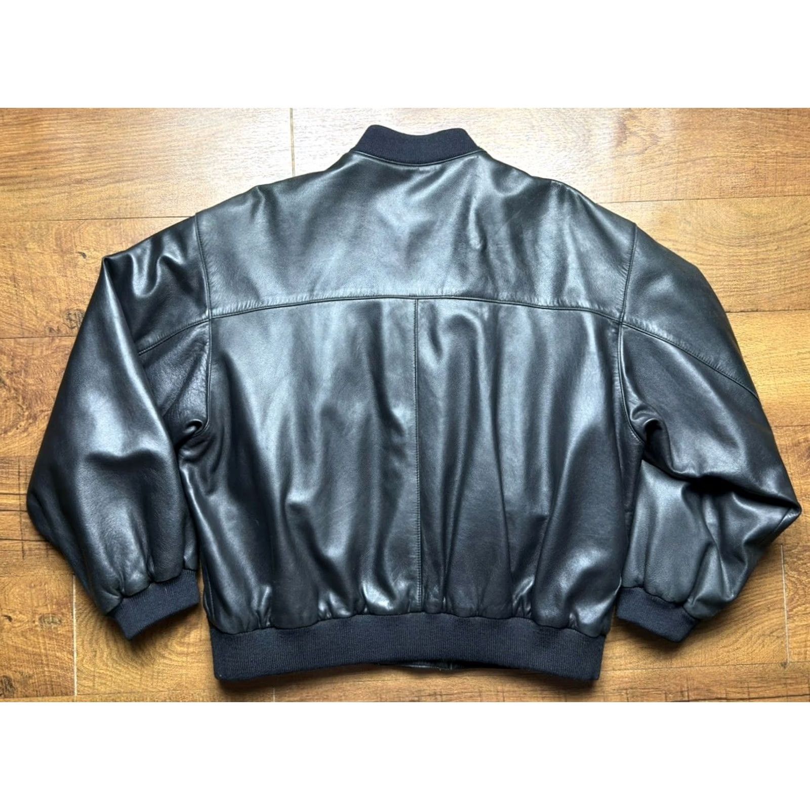 Luciano Barbera VINTAGE Luciano Barbera Jacket Leather Bomber Black Men’s Large 42 Italy Size US L / EU 52-54 / 3 - 3 Thumbnail