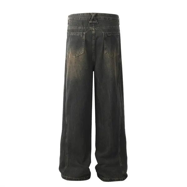 Japanese Brand VIBE Men's patchwork straight distressed washed jeans Size US 34 / EU 50 - 3 Thumbnail