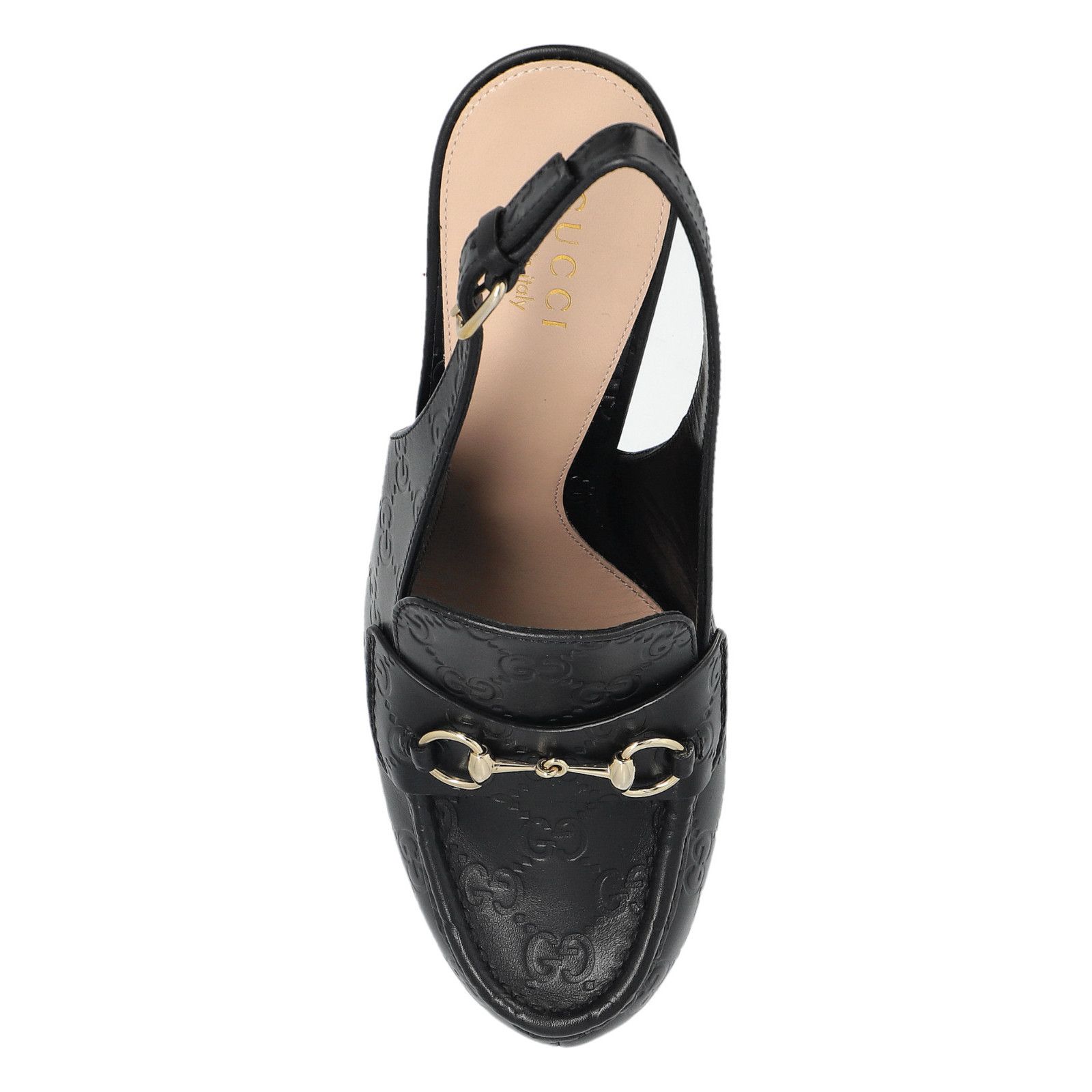 Gucci GUCCI Black GG Leather Platform Slingback Pumps New & Authen Size US 8 / IT 38 - 5 Thumbnail