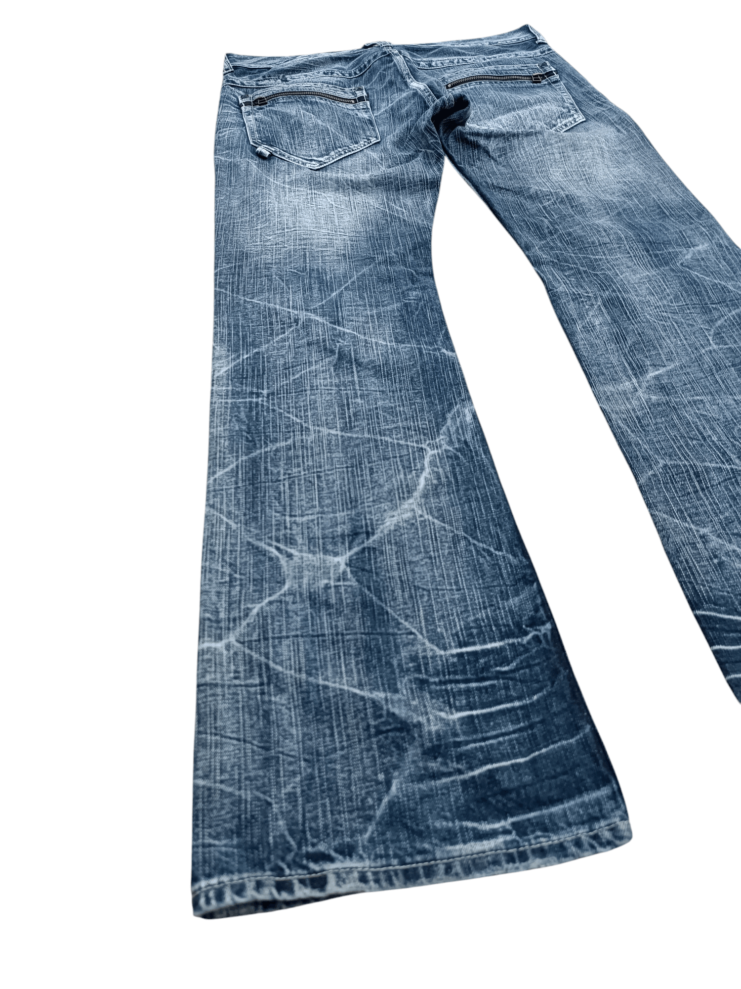 If Six Was Nine FLARED💥SORRIDERE WHISKERS FADED DENIM PANT Size US 34 / EU 50 - 2 Thumbnail