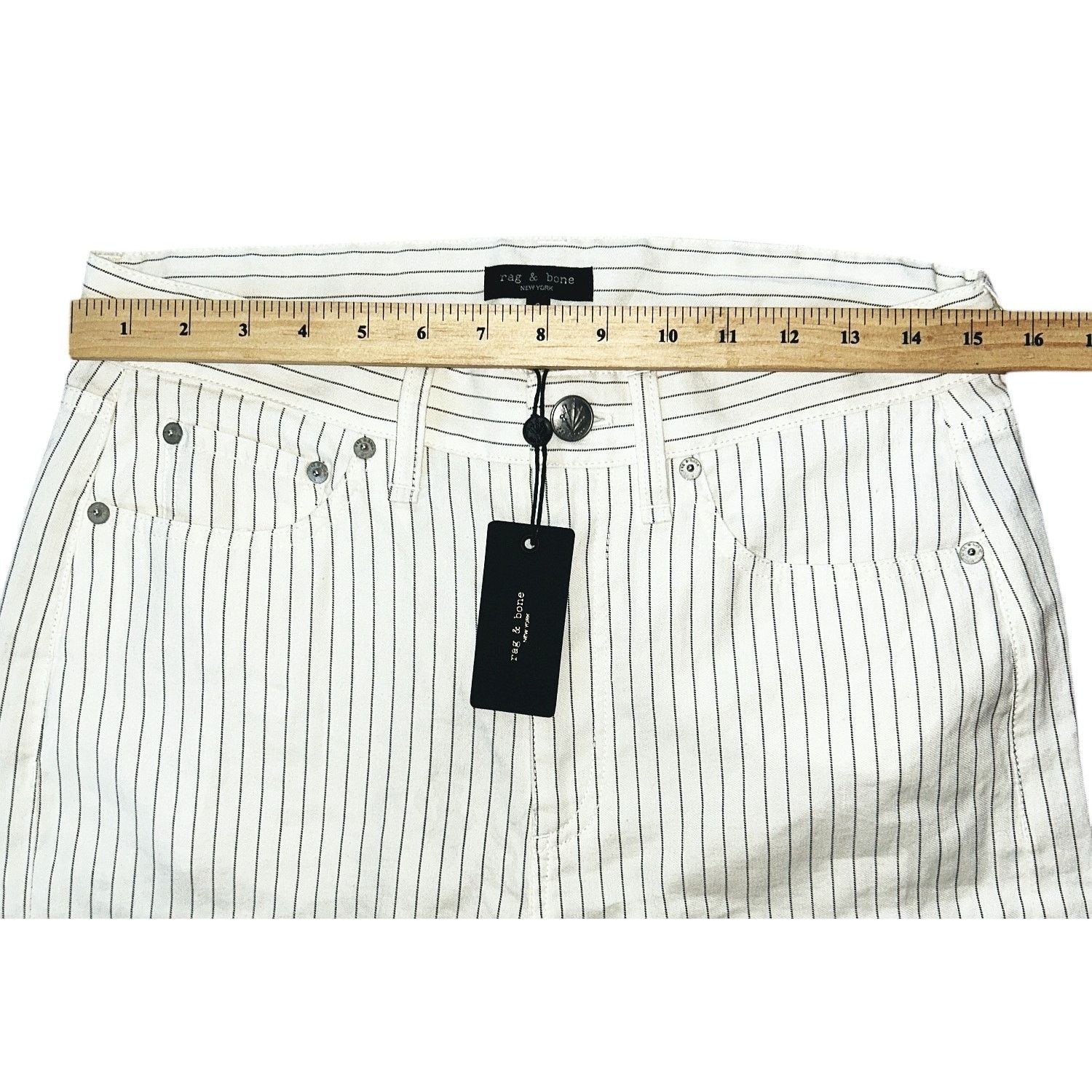 Rag & Bone NWT rag & bone Logan Stripe Wide Linen Cotton Jeans 28X31 Size 28" / US 6 / IT 42 - 2 Thumbnail