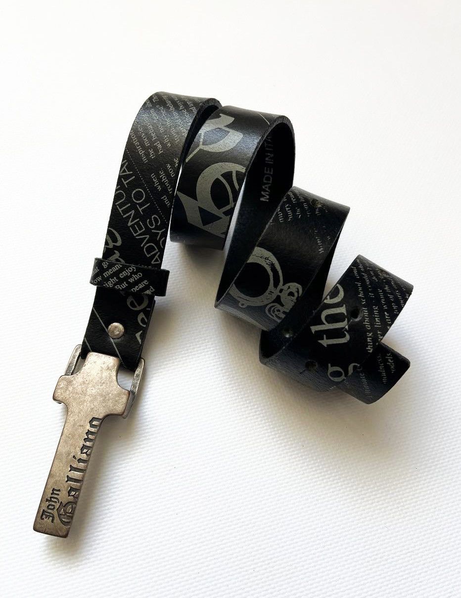 John Galliano Rare Galliano gothic punk gazette logo leather belt Size ONE SIZE - 1 Thumbnail