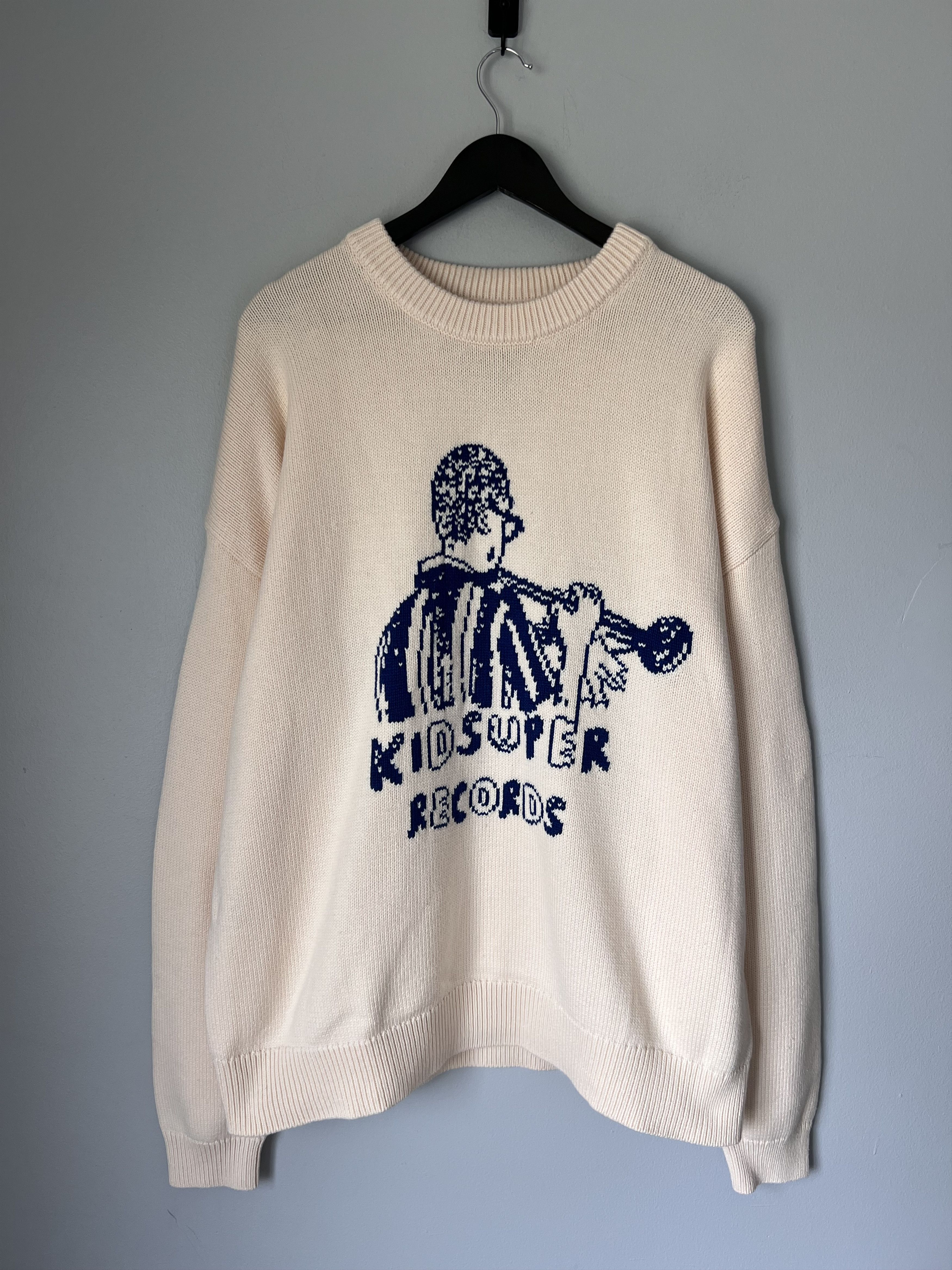 KidSuper Kidsuper Records Knit Sweater in Cream Size US XL / EU 56 / 4 - 1 Thumbnail