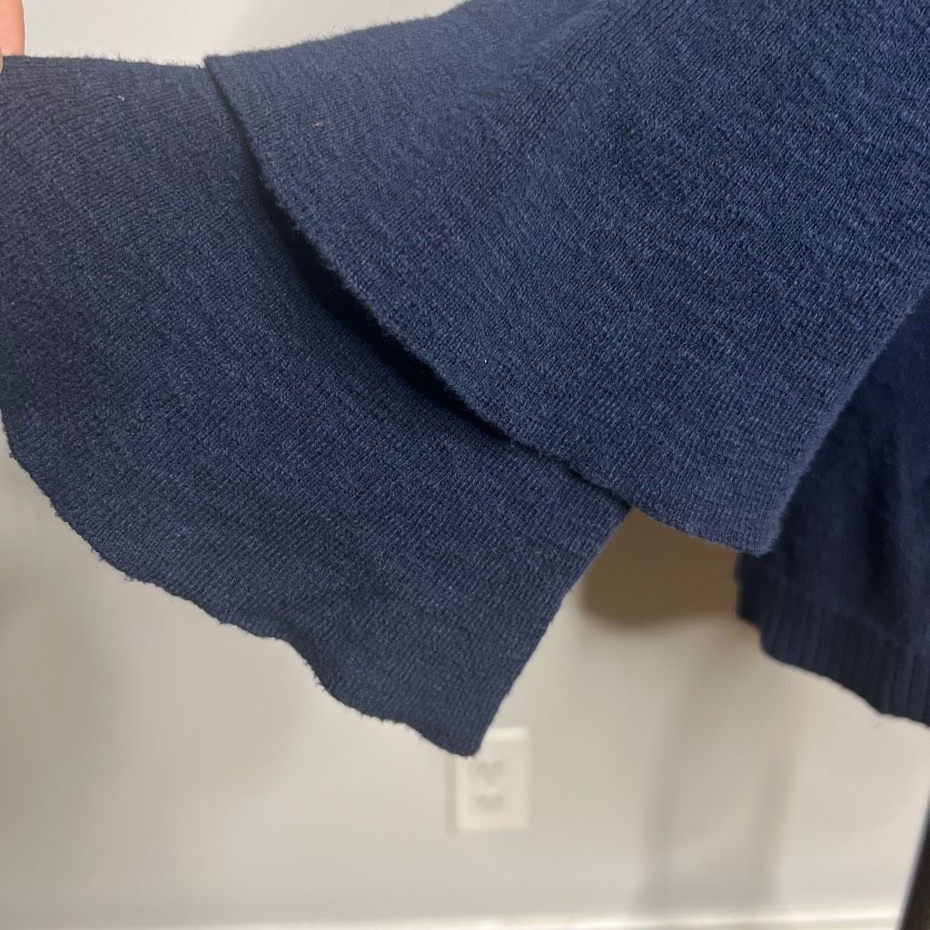J.Crew J. Crew Navy Cardigan Open Front Sweater, Layered Ruffle Sleeves Women’s Medium Size M / US 6-8 / IT 42-44 - 4 Thumbnail