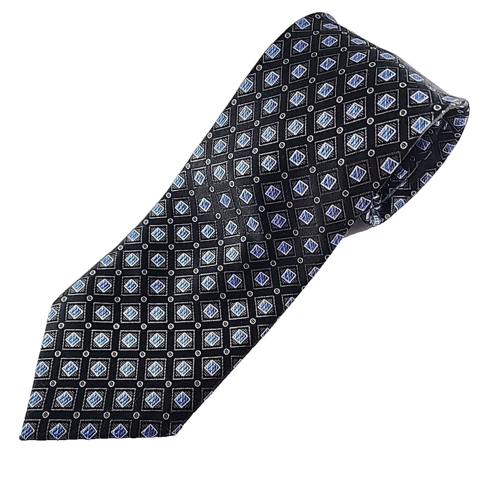 The Unbranded Brand Collections by Tango Blue with Squares & Dots Silk Necktie Size ONE SIZE - 1 Thumbnail