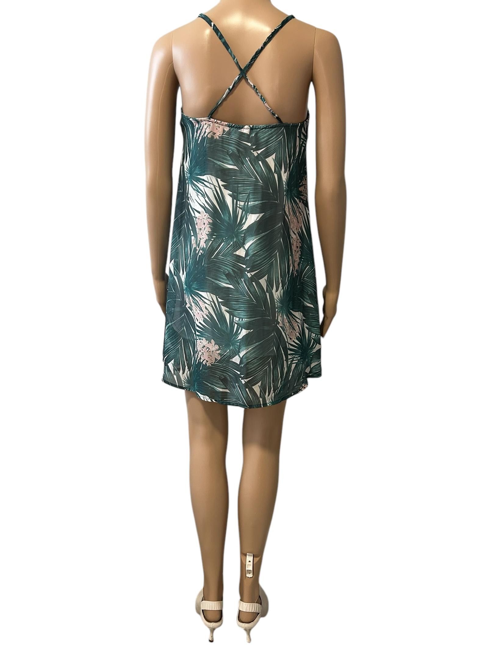 Designer Coquelicot Tropical Print Spaghetti Strap Dress Size XS / US 0-2 / IT 36-38 - 3 Thumbnail