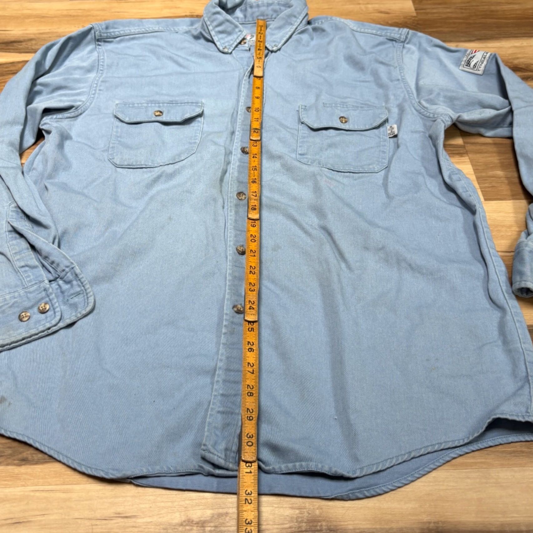 Vintage Tyndale Shirt Mens XL Flame Resistant Blue Made in USA Button-Down FRMC Size US XL / EU 56 / 4 - 7 Thumbnail