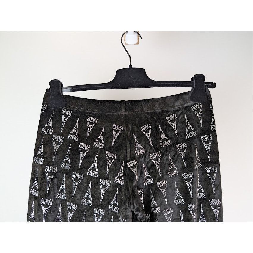 Balenciaga o1rshd1 Eiffel Tower Strass Velvet Elastic Pants in Black Size 30" / US 8 / IT 44 - 12 Thumbnail