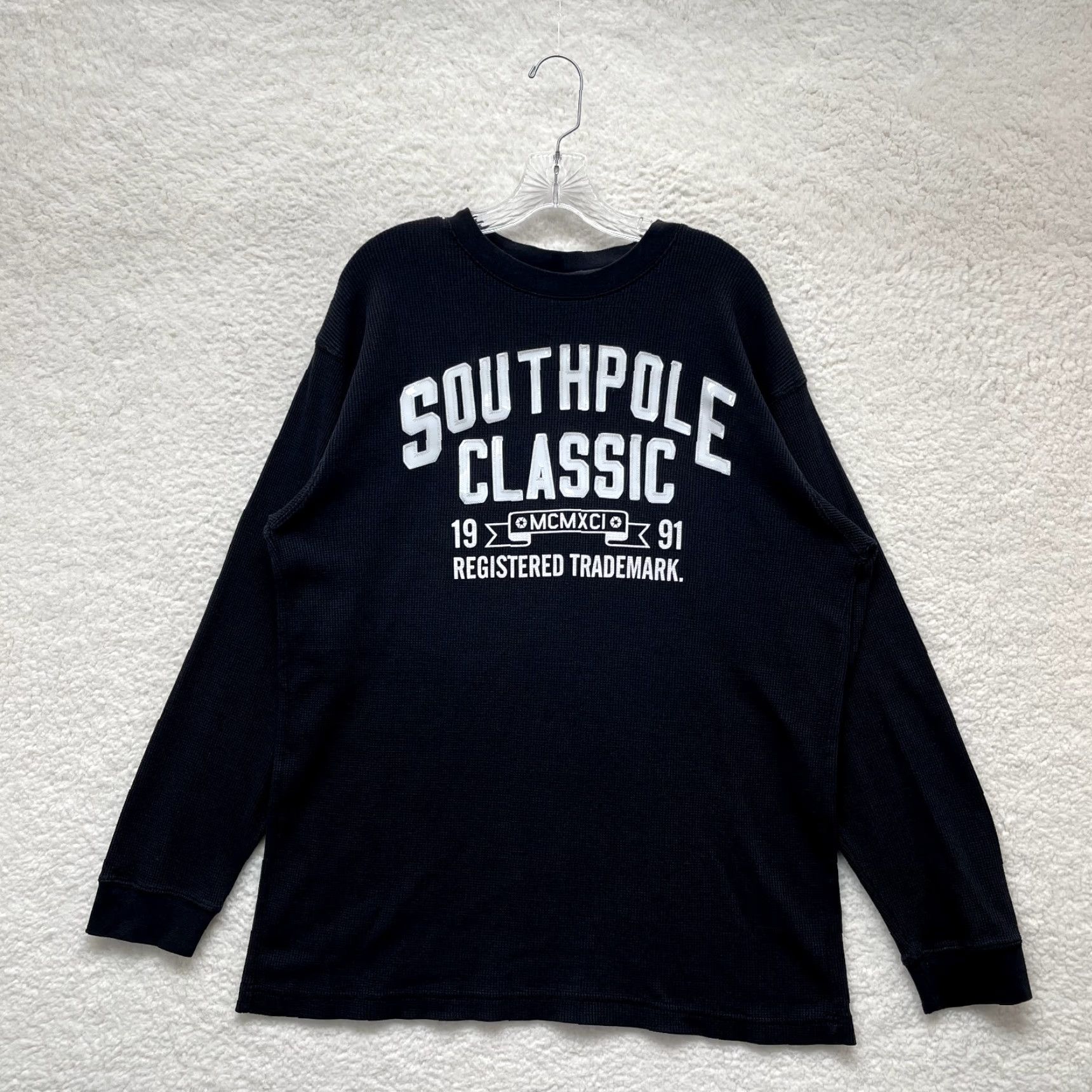 Southpole VINTAGE Southpole Shirt Sweater 2XL Black Thermal Waffle Grunge Skater Y2K Mens Size US XXL / EU 58 / 5 - 2 Thumbnail