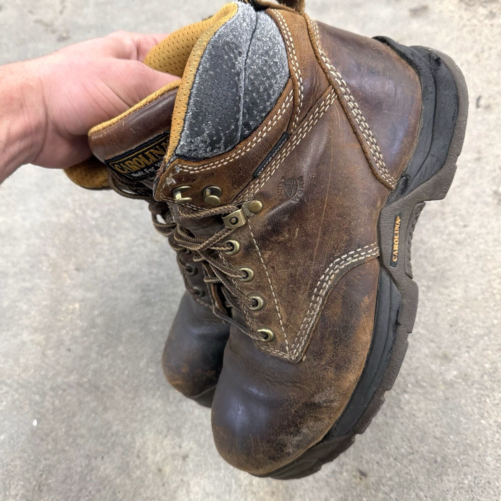 Vintage Carolina Work Boot CA1620 Mens Size 8 Waterproof Leather Brown Distress USA Shoes M Leather Upper Fall Winter Distress Men Muscle Size US 8 / EU 41 - 7 Thumbnail
