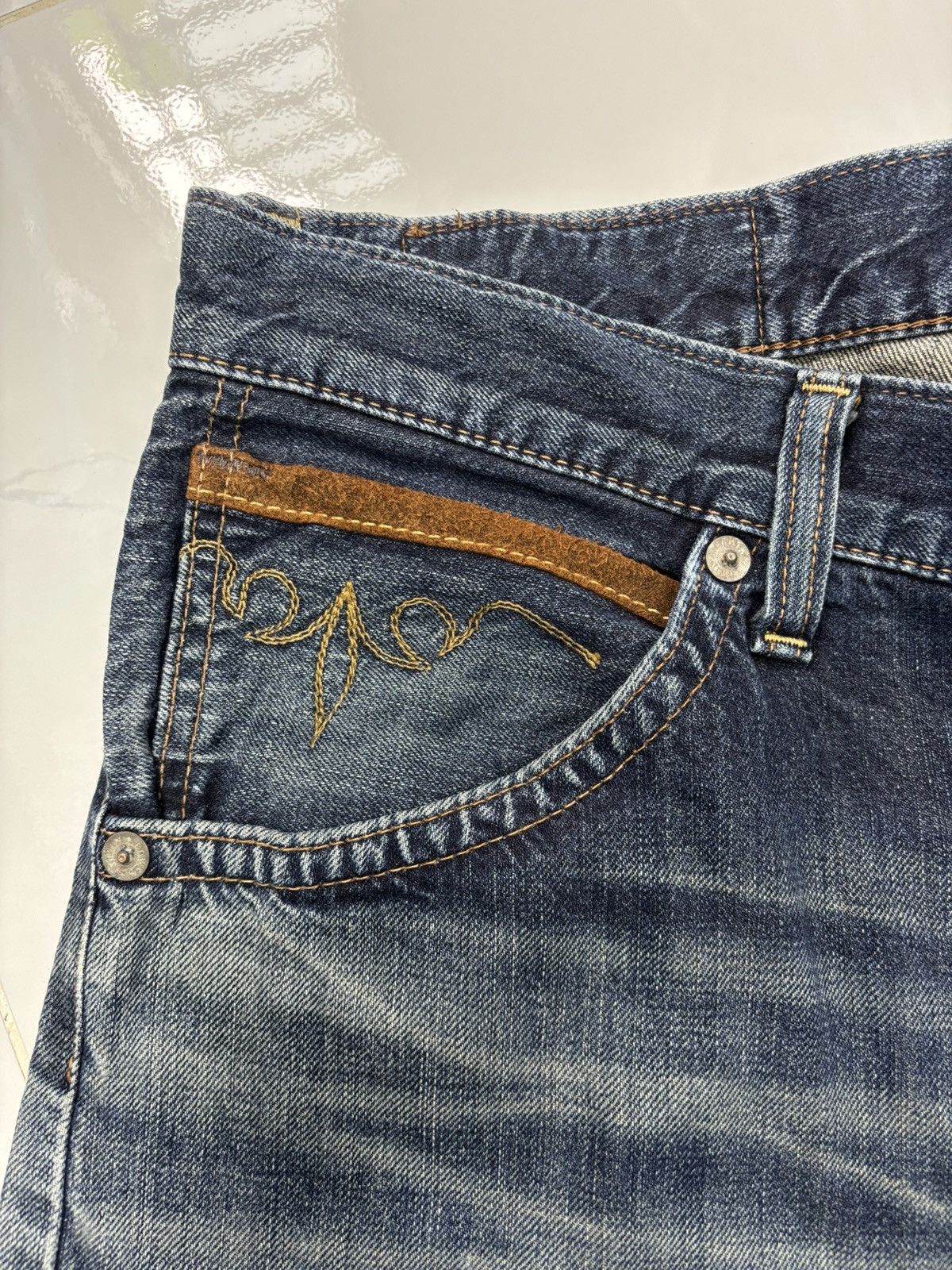 Kapital 🔥EDWIN EXCLUSIVE VINTAGE COWHIDE PATCHES POCKET DENIM JEANS Size US 38 / EU 54 - 10 Thumbnail